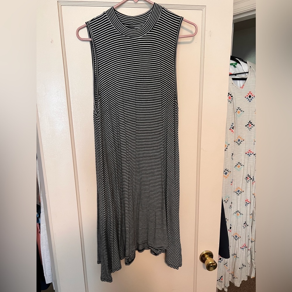 Black and white steeped above the knee dress